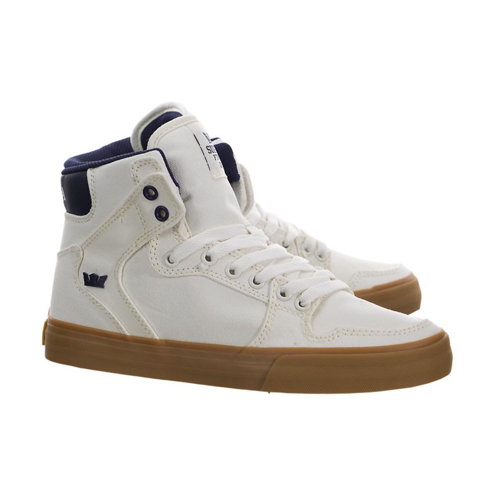 Baskets Montantes Supra Vaider Blanche Bleu Off White/Blue Nights-Gum Homme | WUJ-87525944